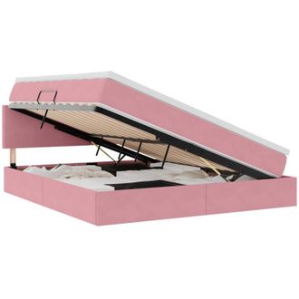 vidaXL Storage Bed with Mattress with Storage Pink 160 x 200 cm Velvet vidaXL