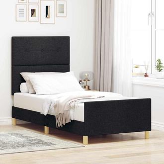 vidaXL Struttura Del Letto Con Testiera Nero 80 X 200 Cm Tessuto - Vidaxl