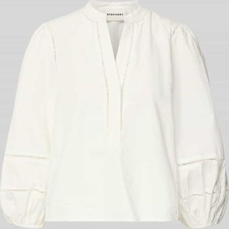 Stefanel Relaxed Fit Bluse mit Loch-Stickerei Modell Ajour in Offwhite, Gr&ouml;&szlig;e 40