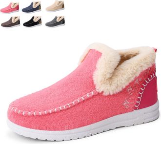 Generic 2026 New Womens Winter Plush Lined Flat Shoes Comfy Orthopedic Arch Support Outdoor Walking Shoes Non-Slip Ankle Snow Boots (Pink,3.5)