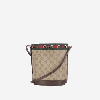 Gucci Womens Mini Bucket Bag Beige Cotton Shoulder