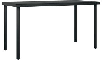 vidaXL Garden Dining Table Black 140x70x74 cm Steel and Glass Vidaxl