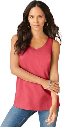 Roaman's Plus Size Cotton Scoopneck Tank Top in Antique Strawberry at Nordstrom, Size 6X