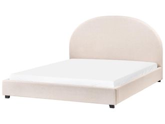 Beliani Cama matrimonial de tejido beige 160x200