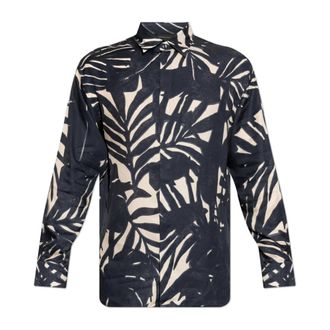 Emporio Armani Casual Shirts, male, Blue, Size: 2XL Comfort-fit Fluid Viscose Shirt