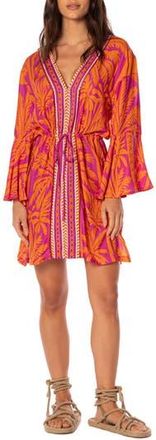 Maaji Flamingo Palm Enjoyable Long Sleeve Cover-Up Dress in Bright Purple at Nordstrom Rack, Size Small