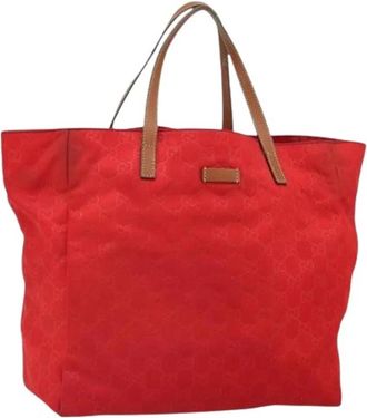 Gucci Pre-owned Vintage Nylon Tote Bag - Dames - Vintage Shopper - Rood - ONE Size - Nylon - Vintage