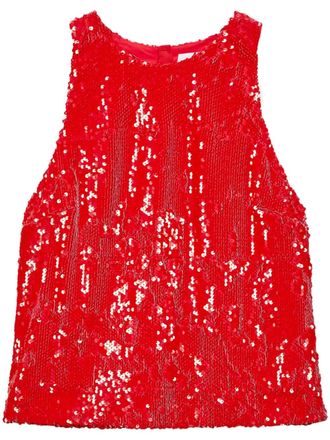 Msgm sequinned top - women - Fabric - 40 - Red