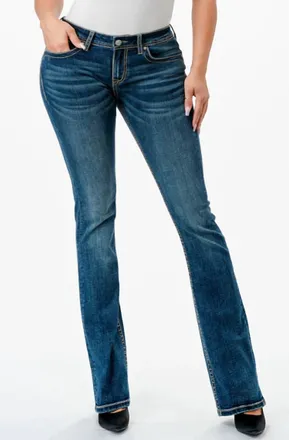 Grace in L.A. Basic Mid Rise Bootcut Jean In Blue