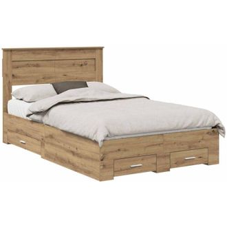 vidaXL Estructura De Cama Con Cabecera Roble Artesanal 135 X 190 Cm Vidaxl