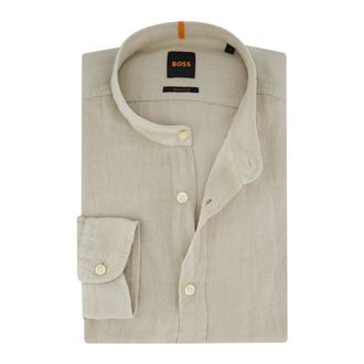 HUGO BOSS Heren, Overhemden, Beige, Maat: XL Linnen