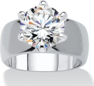 Palm Beach Jewelry 4 Cttw. Silvertone Round Cubic Zirconia Solitaire Engagement Ring