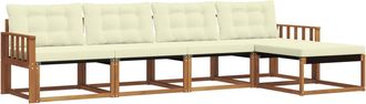 vidaXL Conjunto De Sof&aacute;s De Exterior 5 Uds. Natural Y Crema Vidaxl
