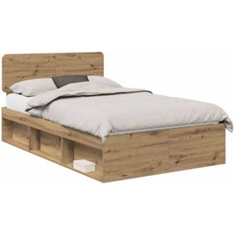 vidaXL Estructura De Cama Con Cabecera Roble Artesanal 120 X 190 Cm Vidaxl