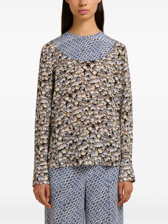 Marni floral-print long-sleeve shirt - Blue