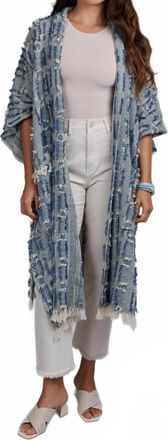 Saachi Fringe Long Jacket In Denim