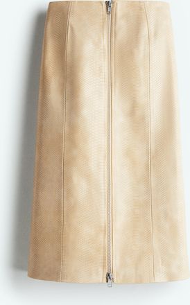 H&M Beschichteter Jupe mit Frontzipper - Beige