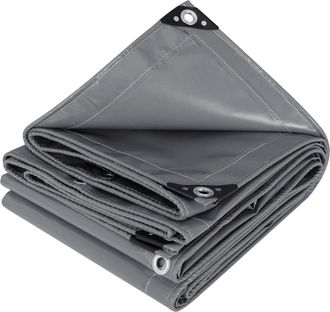 Woltu Woltu Telone Impermeabile Pvc 500g/m&sup2; Telo Di Protezione Antipioggia Da Esterno Grigio Scuro 2x3m