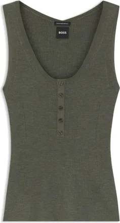 BOSS Sleeveless top in rib-knit merino wool