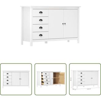 vidaXL Armadietto in legno - Credenza Hill Bianca 130x40x80 cm in Legno Massello di Pino