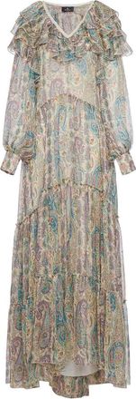 Etro Long Silk Dress With Floral Paisley Pattern