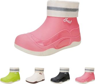 Generic Wellington Womens Plush Lined Rain Boots Waterproof, Anti-Slip Chelsea Rubber Booties, Ladies Ankle Snow Boots Winter Warm Outdoor Rain Shoes for Gard