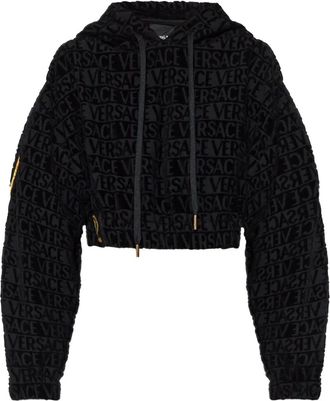 Versace Felpa crop I Love Baroque con cappuccio - Nero