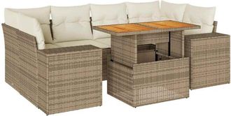 vidaXL Vidaxl - Set Sof&aacute;s De Jard&iacute;n 7 Piezas Y Cojines Rat&aacute;n Sint&eacute;tico Beige