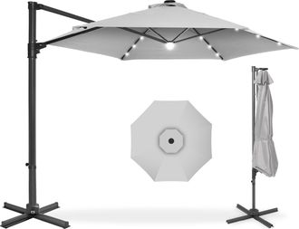 Best Choice Products 10ft 360&deg; Rotating Cantilever Easy Auto Open Patio Umbrella w/ Solar LED Lights