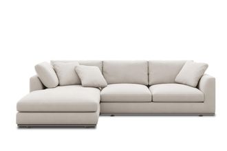 Castlery Hamilton Chaise Sectional Sofa Left Facing Customized, Cream Performance Fleece, Spill Resistant, Removable Covers for Sofas, Castlery