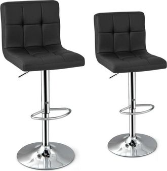 Costway Costway - Set of 2 Bar Stool pu Leather Counter Height Chair 360° Swivel Adjustable Height
