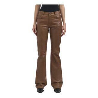 Haikure Pantalone Flora Silky Leather - Dames - Broeken - Bruin - Maat: W26 Zijde