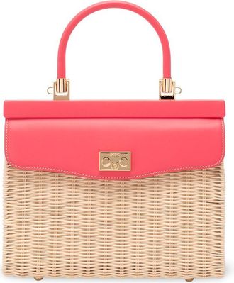 Rodo Wicker And Leather Medium Handbag