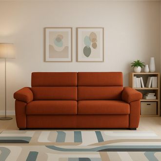 Dmora Dmora - Sof&aacute; Fijo 2 Plazas Gorreto, Sof&aacute; Lineal Para Sal&oacute;n, Acolchado, Desenfundable, Calidad 100% Made In Italy, 205x95 H100 Cm, Naranja