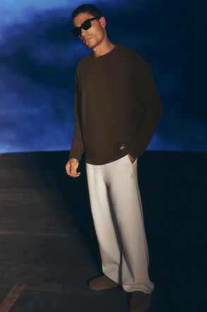 Alo | Scholar Straight Leg Sweatpant in Ivory White, Size: Medium