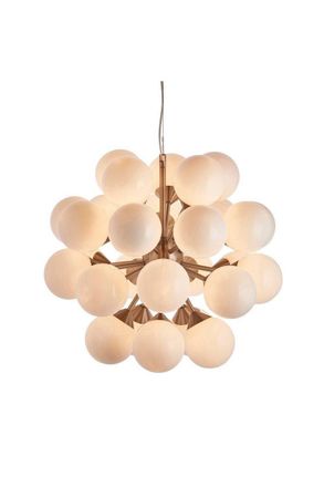 Netlighting Oscar Globe Pendant Satin Nickel Effect Plate & Gloss White Glass 28 Light Dimmable IP20 G9 in Grey