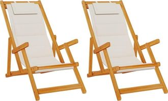 vidaXL Vidaxl - Silla De Playa Con Coj&iacute;n 2 Pcs Marr&oacute;n 61.5 X 123 X 82cm