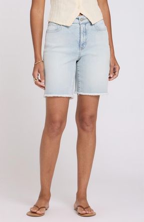 NYDJ Erin High Waist Raw Hem Denim Shorts in Desert Shoreline at Nordstrom, Size 14