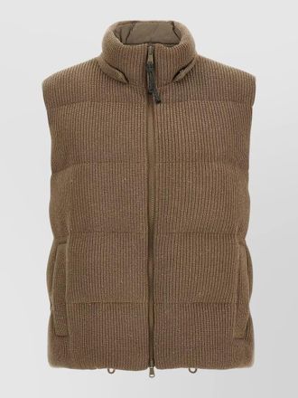 Brunello Cucinelli hooded ribbed knit quilted gilet