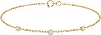 MAX + STONE 10K Yellow Gold 3 Station Lab Grown Diamond Bracelet 7.5-9.5 inch Adjustable