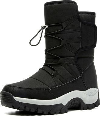 Generic Womens Winter Snow Boots Waterproof Mid-Calf Shoes Warm Faux Fur Lined Boots Outdoor Travel Ankle Booties(Black,6.5)