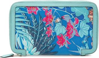 Herm&egrave;s Blue Atoll Pink Silk Epsom Leather Long Wallet (Bi-Fold) (Pre-Owned)