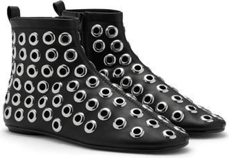 Mango Faux Leather Ankle Boot with Eyelets in Black at Nordstrom, Size 8.5Us