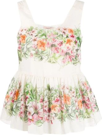 Twinset Top Panna Fnt.fiori - Dames - Blouses - Veelkleurig - XL - Katoen - Overhemden