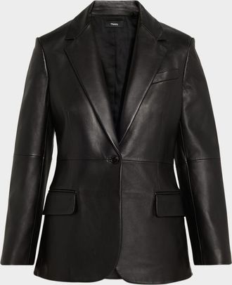 Theory Lynnia Lambskin Leather Blazer