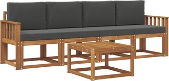 vidaXL Conjunto De Sof&aacute;s De Exterior 5 Uds. Natural Y Antracita Vidaxl
