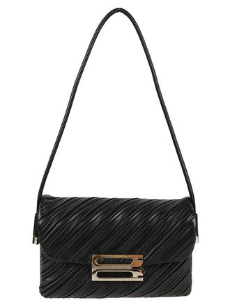 Victoria Beckham Soft Dorian Diagonal Pleated Calf Leather Shoulder Bag