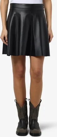 Noisy May Lederimitatrock NOISY MAY NMANDY PU HW FLARED SKIRT WVN NOOS, Damen, Gr. XL, schwarz, Web, Obermaterial: 100% Polyester, unifarben, regular fit ca. Mi