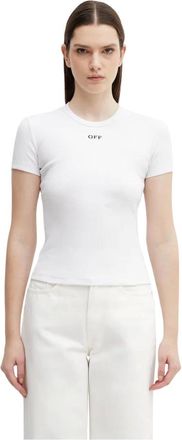 Off-white Tops, Dames, Wit, S, Katoen, Off Stamp Rib Basic T-Shirt