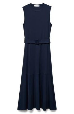 Mango Belted Sleeveless Midi Dress in Navy at Nordstrom Rack, Size 8